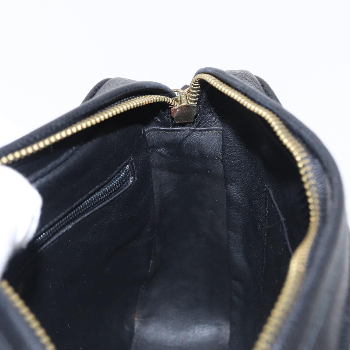 CHANEL Chain V Stitch Shoulder Bag Caviar Skin Black Gold CC Auth 146083AV