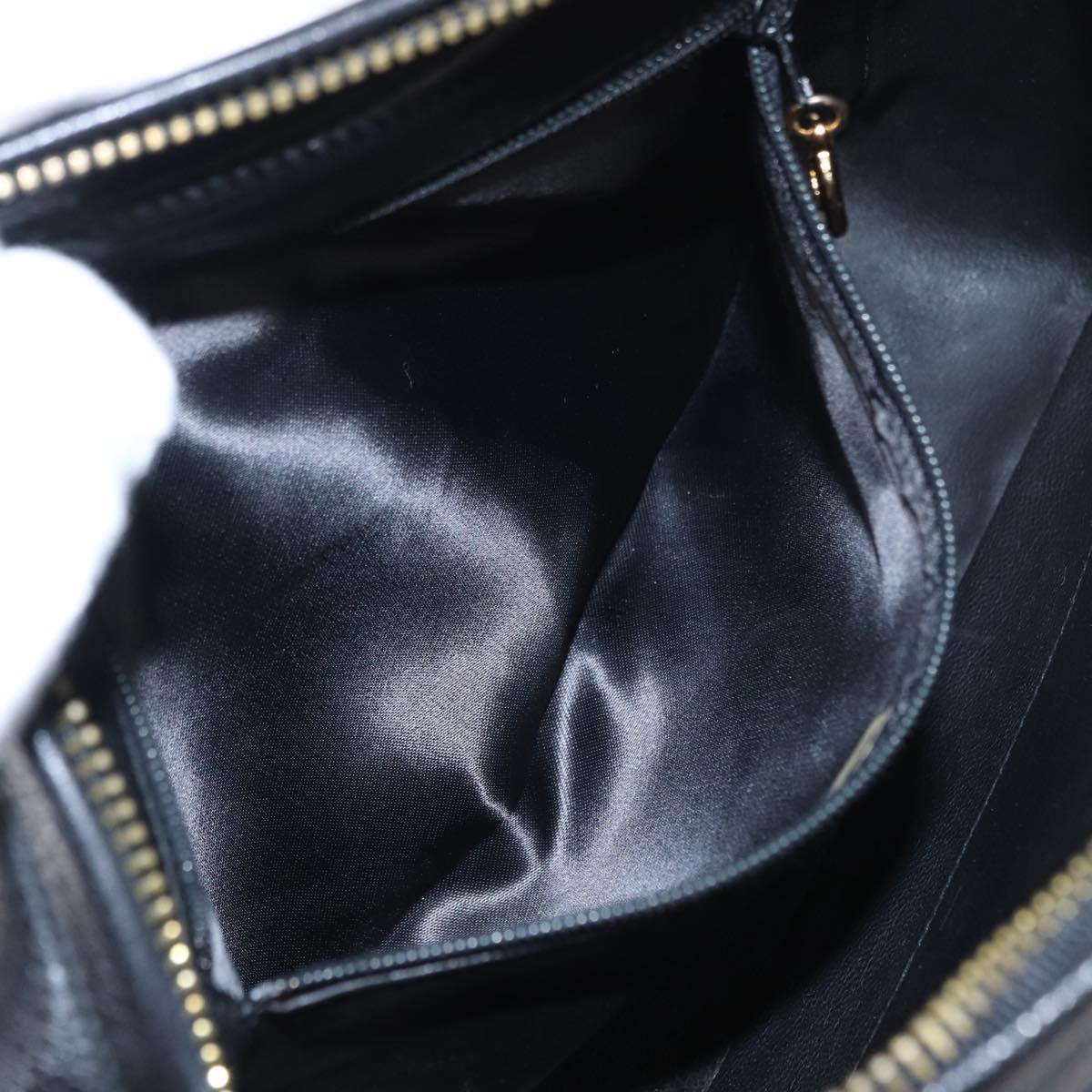 CHANEL Chain V Stitch Shoulder Bag Caviar Skin Black Gold CC Auth 146083AV