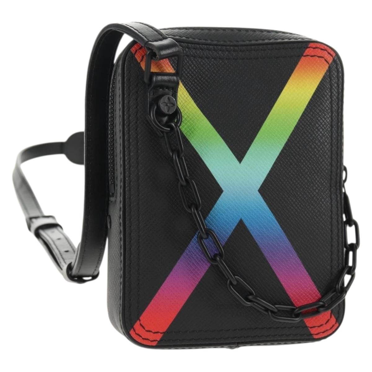 LOUIS VUITTON Taiga Rainbow Danube Messenger Bag Black M30332 LV Auth 146086M