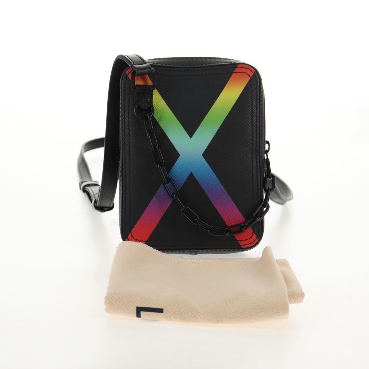 LOUIS VUITTON Taiga Rainbow Danube Messenger Bag Black M30332 LV Auth 146086M