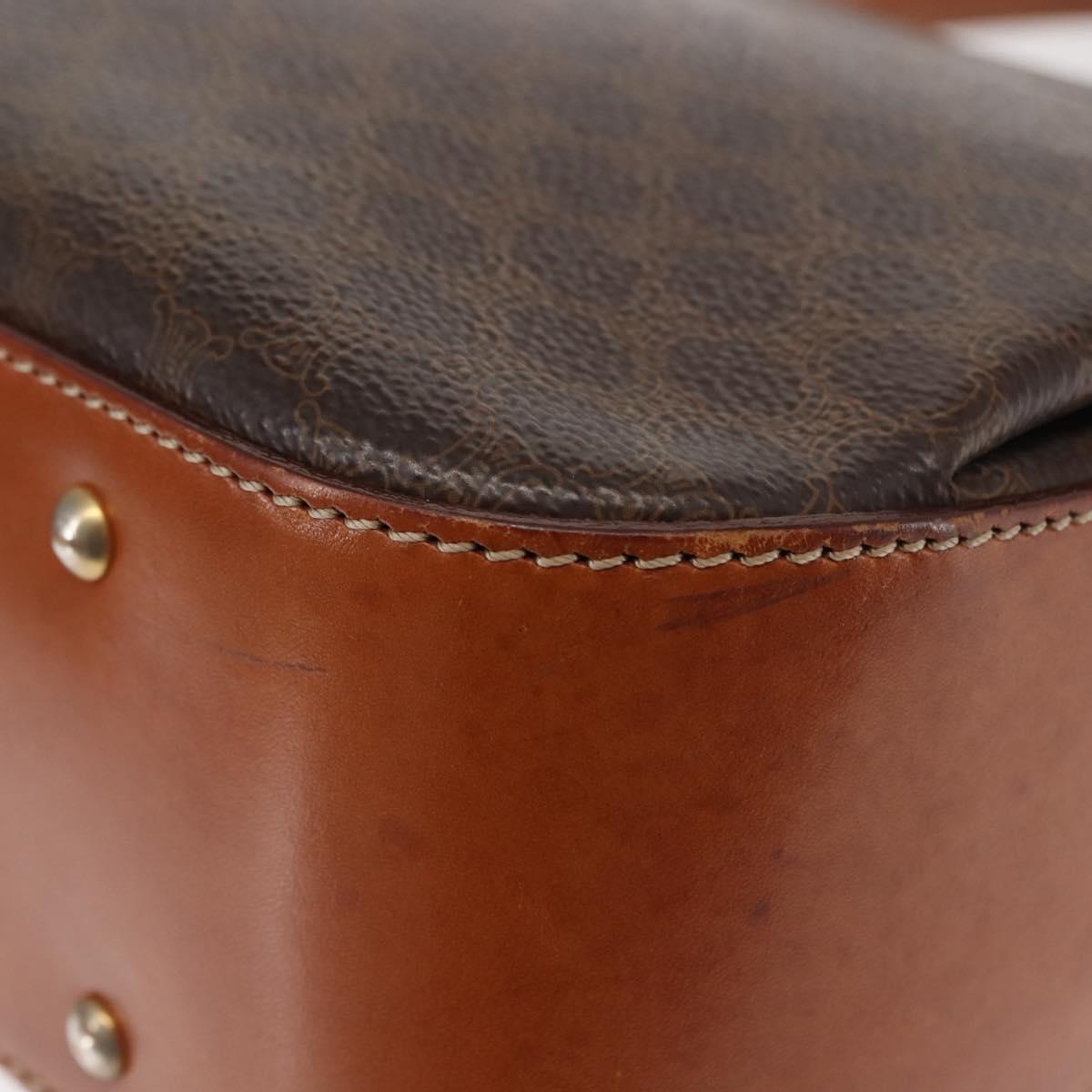 CELINE Macadam Canvas Hand Bag PVC Leather 2way Brown Gold Auth 146100