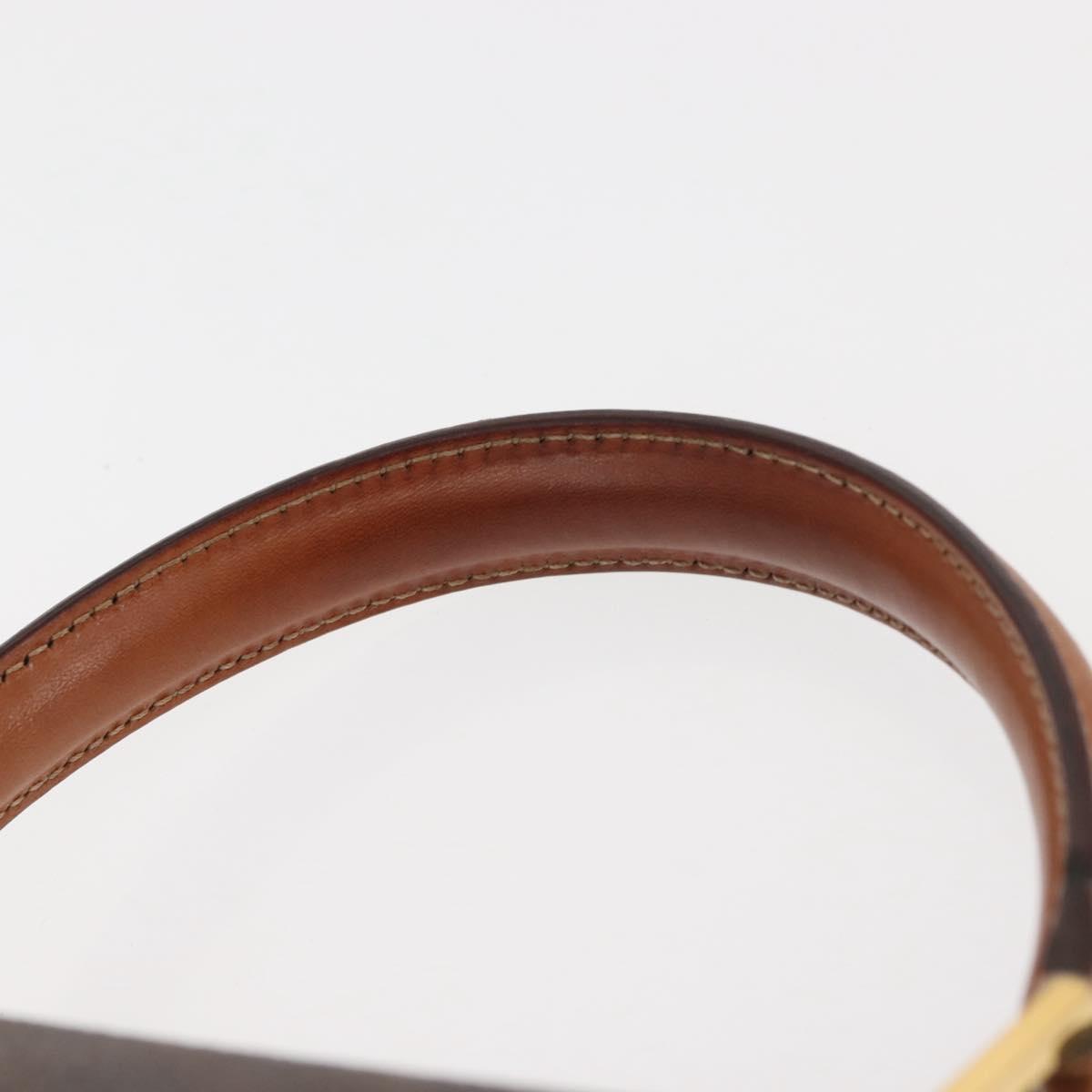 CELINE Macadam Canvas Hand Bag PVC Leather 2way Brown Gold Auth 146100