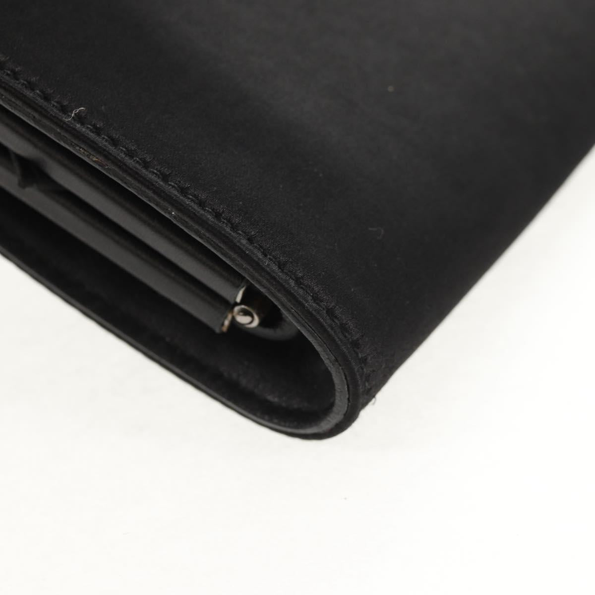 Salvatore Ferragamo Gancini Clutch Bag Satin Black Silver Auth 146102V