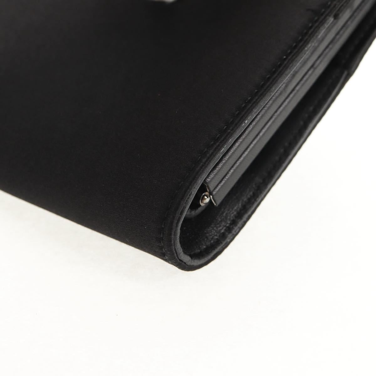 Salvatore Ferragamo Gancini Clutch Bag Satin Black Silver Auth 146102V