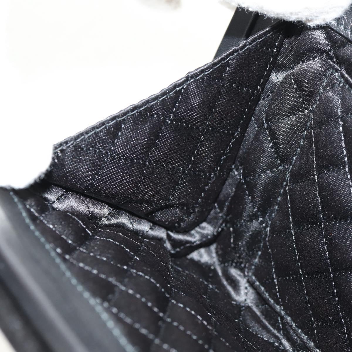 Salvatore Ferragamo Gancini Clutch Bag Satin Black Silver Auth 146102V