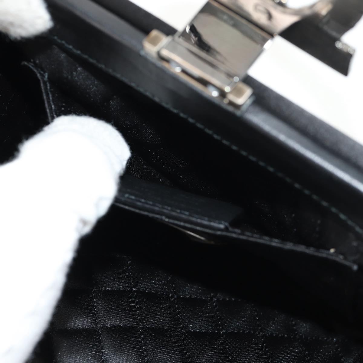 Salvatore Ferragamo Gancini Clutch Bag Satin Black Silver Auth 146102V