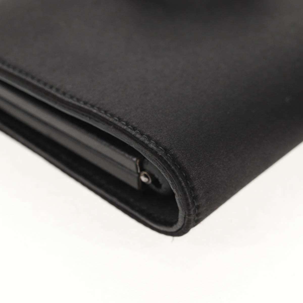 Salvatore Ferragamo Gancini Clutch Bag Satin Black Silver Auth 146102V