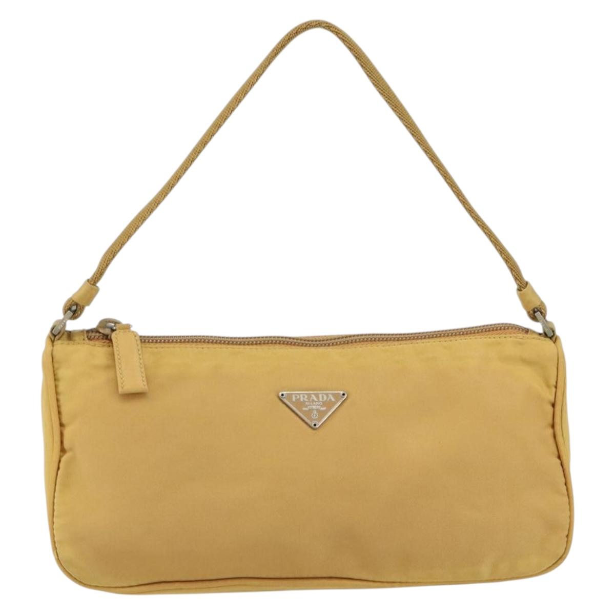 PRADA Accessory Pouch Nylon Beige Auth 146103
