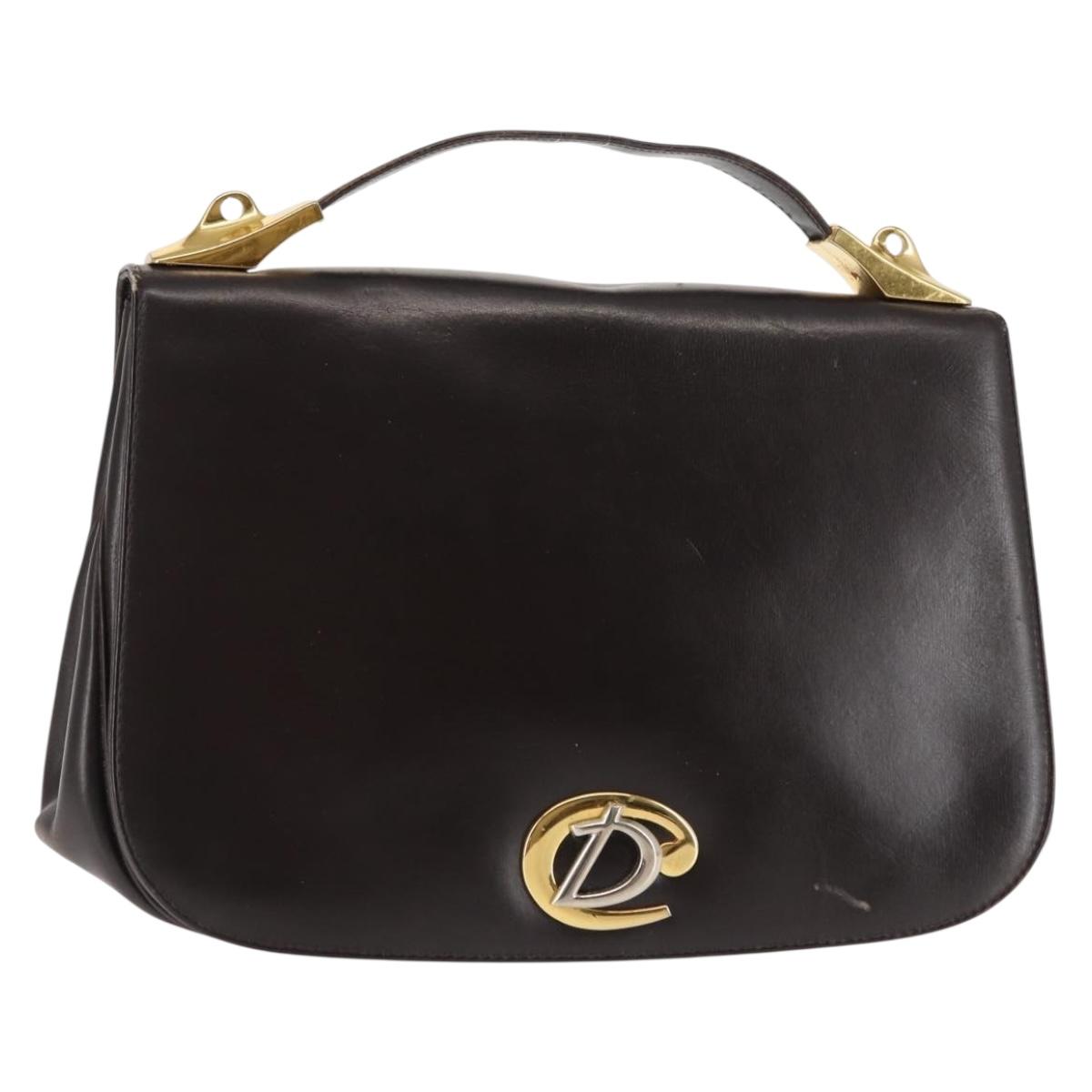 Christian Dior Hand Bag Leather Brown Gold Auth 146106