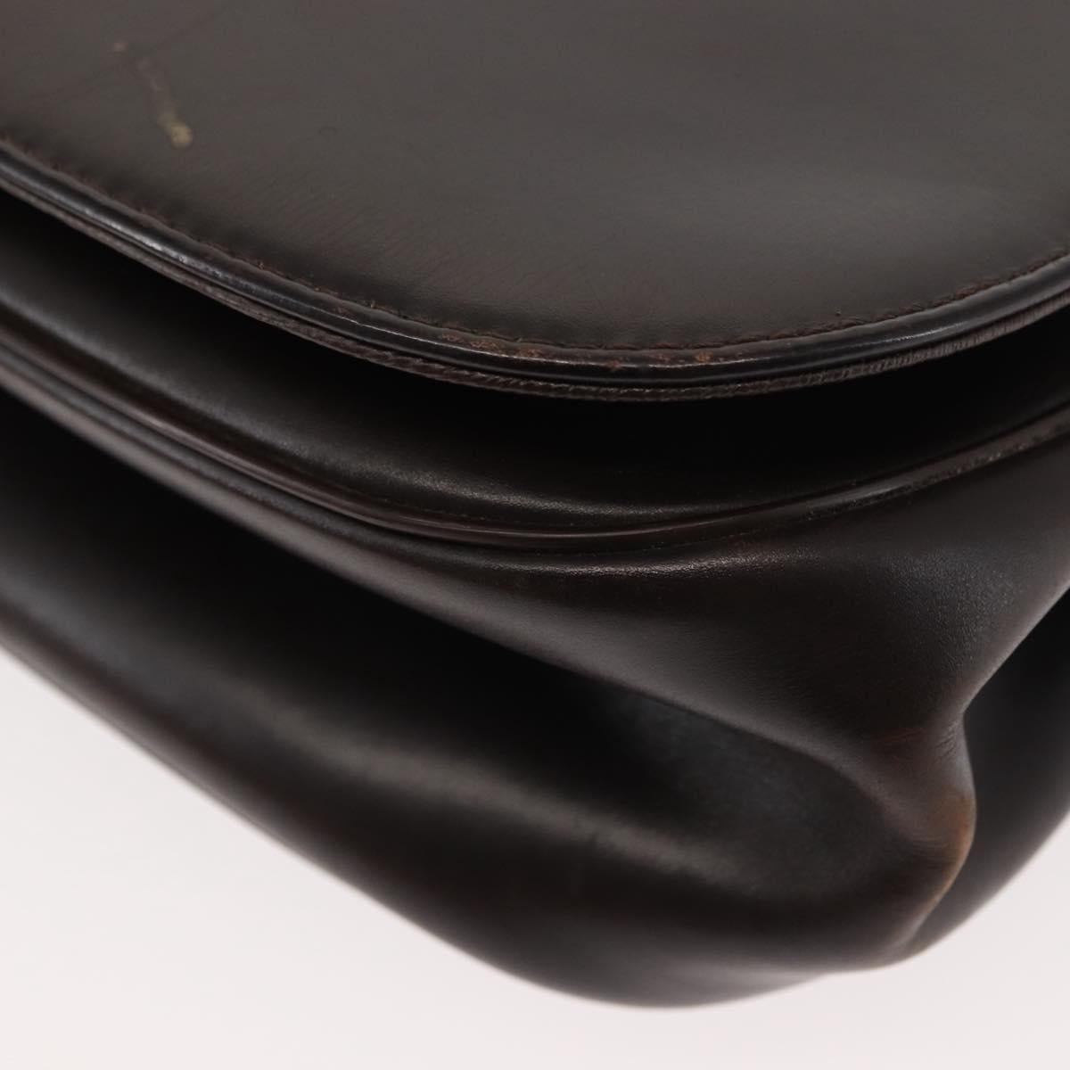 Christian Dior Hand Bag Leather Brown Gold Auth 146106