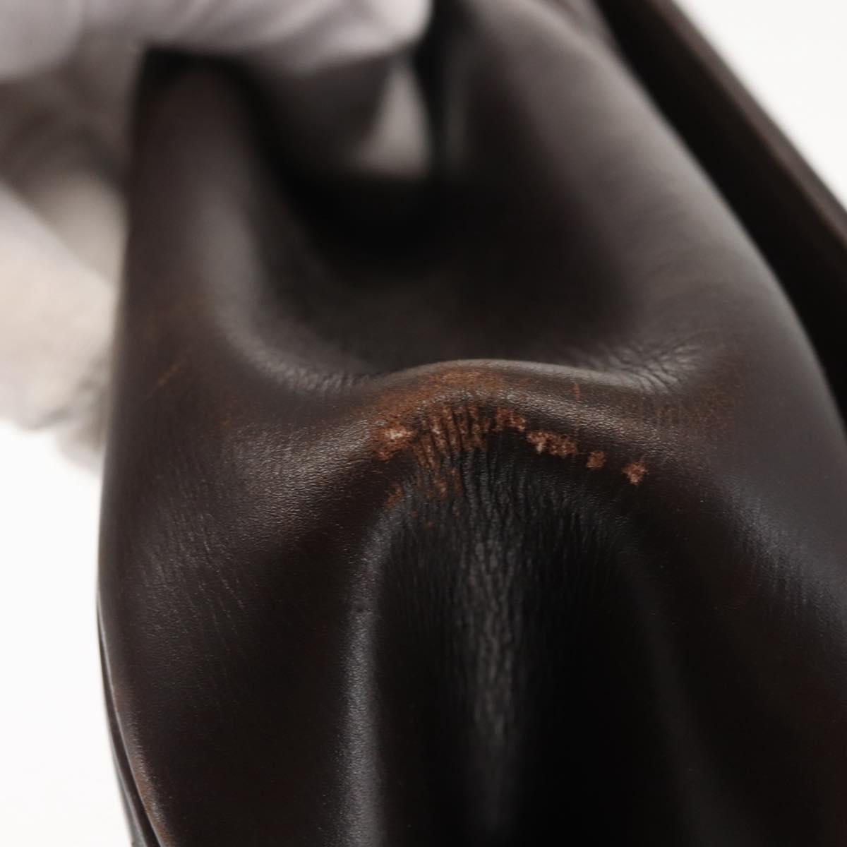 Christian Dior Hand Bag Leather Brown Gold Auth 146106