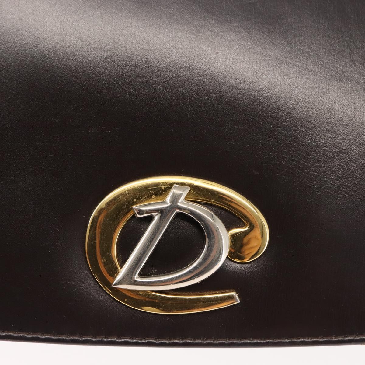 Christian Dior Hand Bag Leather Brown Gold Auth 146106