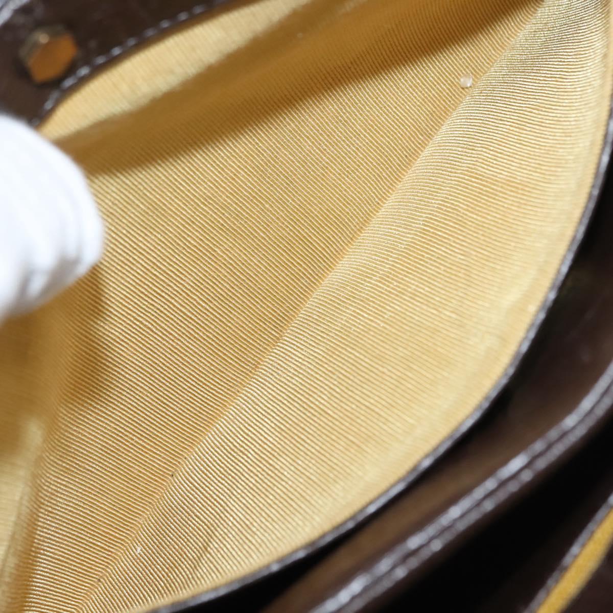 Christian Dior Hand Bag Leather Brown Gold Auth 146106