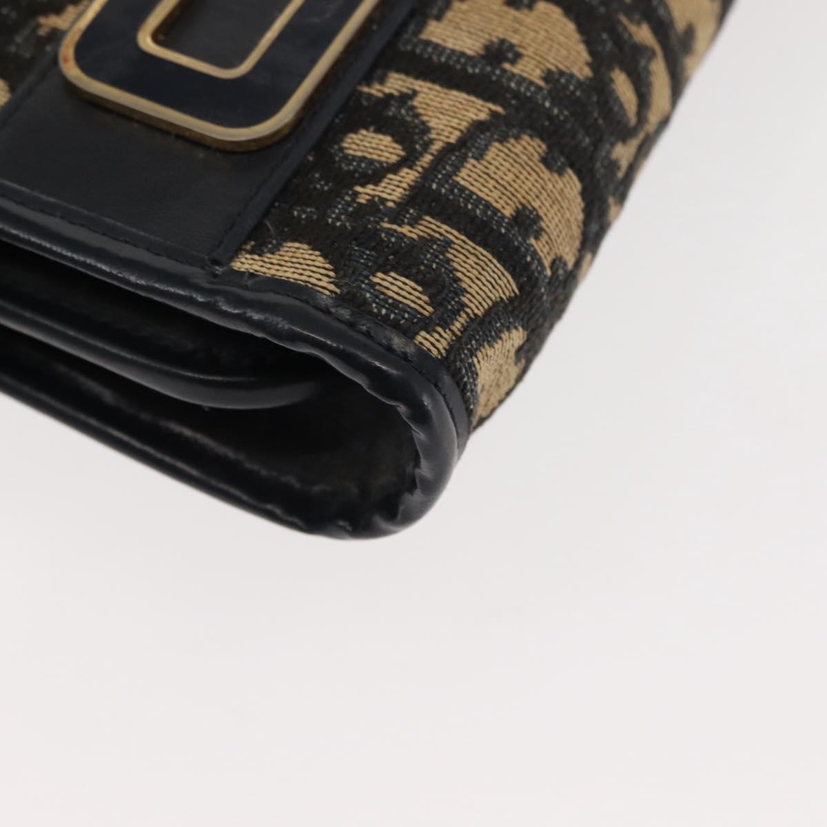 Christian Dior Trotter Canvas Shoulder Bag Navy Gold Auth 146109