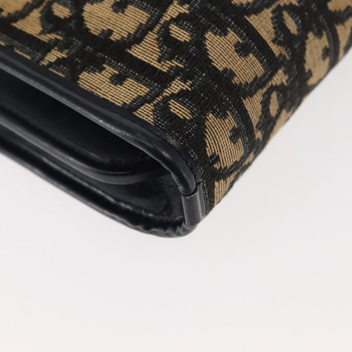 Christian Dior Trotter Canvas Shoulder Bag Navy Gold Auth 146109