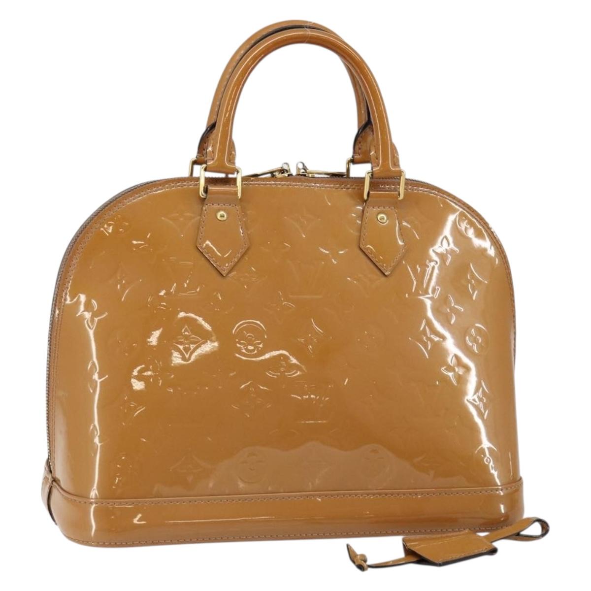 LOUIS VUITTON Monogram Vernis Alma PM Hand Bag Beige M90170 LV Auth 146112