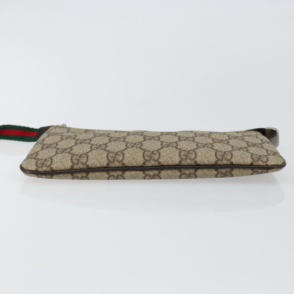 GUCCI GG Supreme Web Sherry Line Bag PVC Beige Silver 190553 0959 Auth 146121