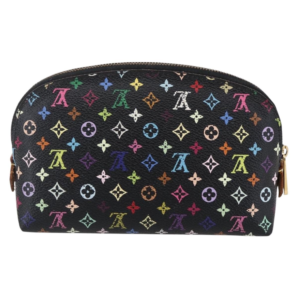 LOUIS VUITTON Multicolor Pochette Cosmetic Pouch Black M47355 LV Auth 146125