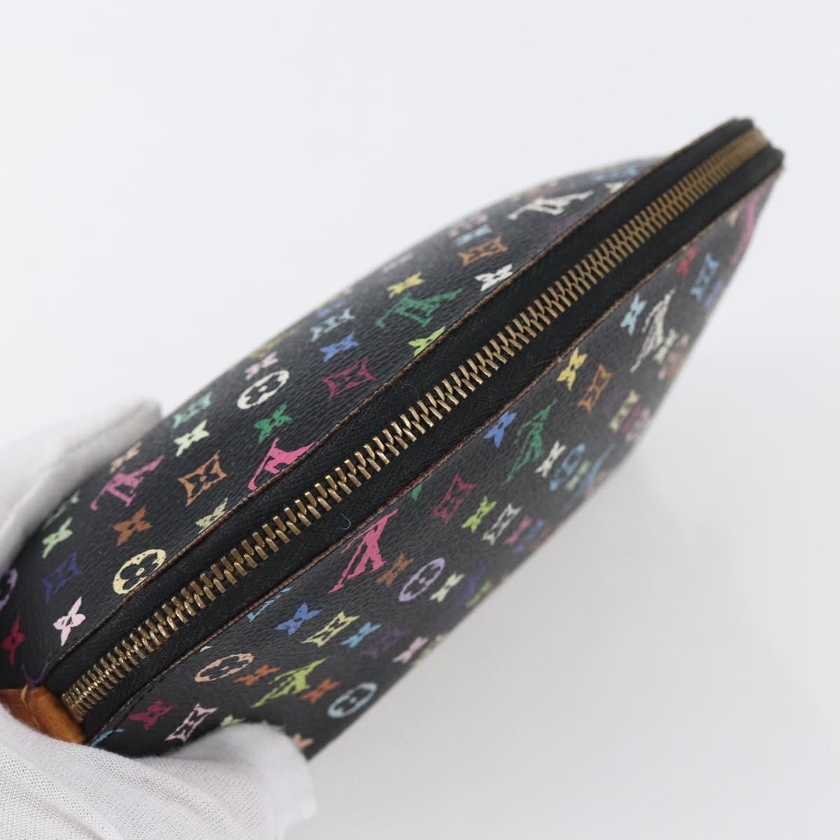 LOUIS VUITTON Multicolor Pochette Cosmetic Pouch Black M47355 LV Auth 146125