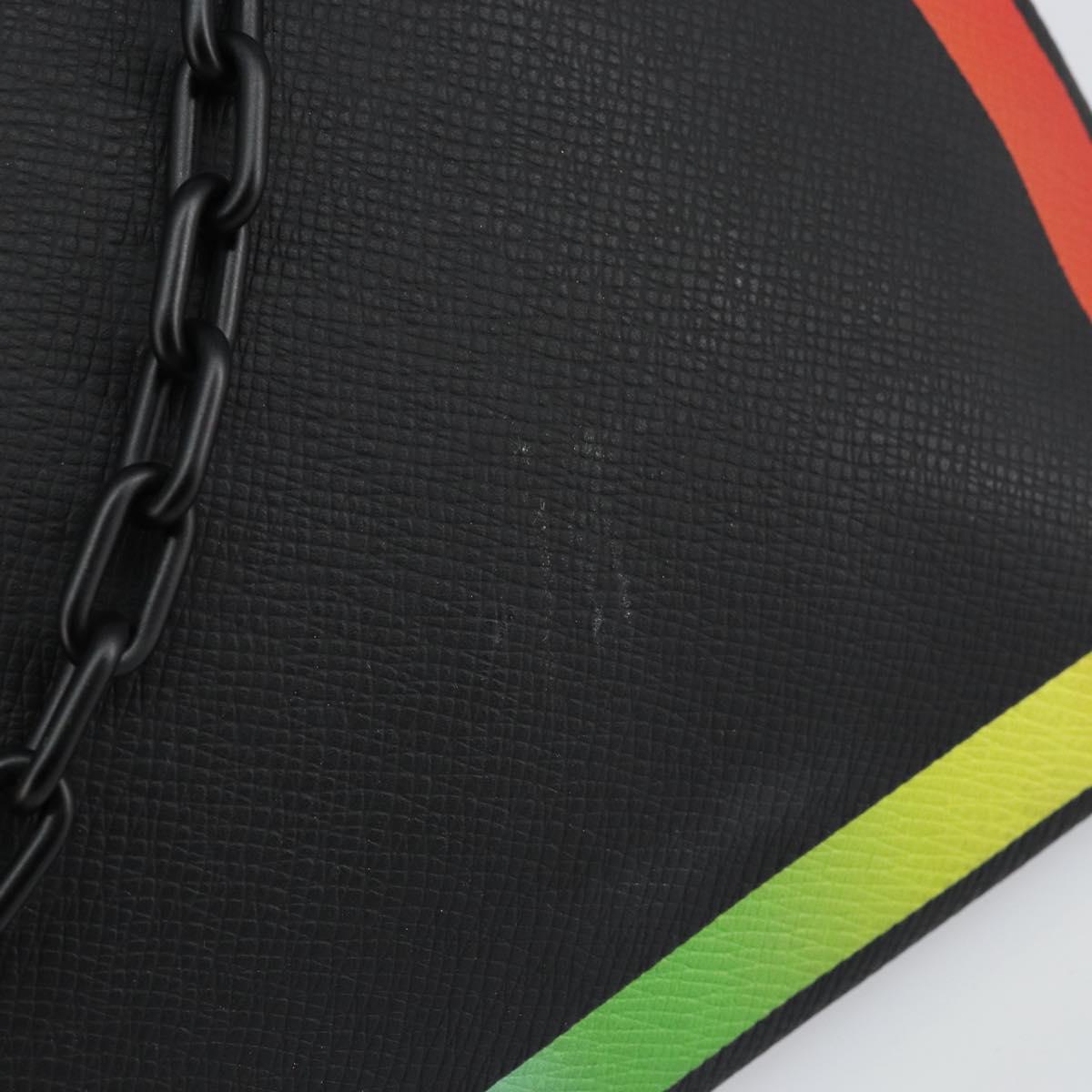 LOUIS VUITTON taiga rainbow Chain Pochette A4 Bag Black M30347 LV Auth 146128