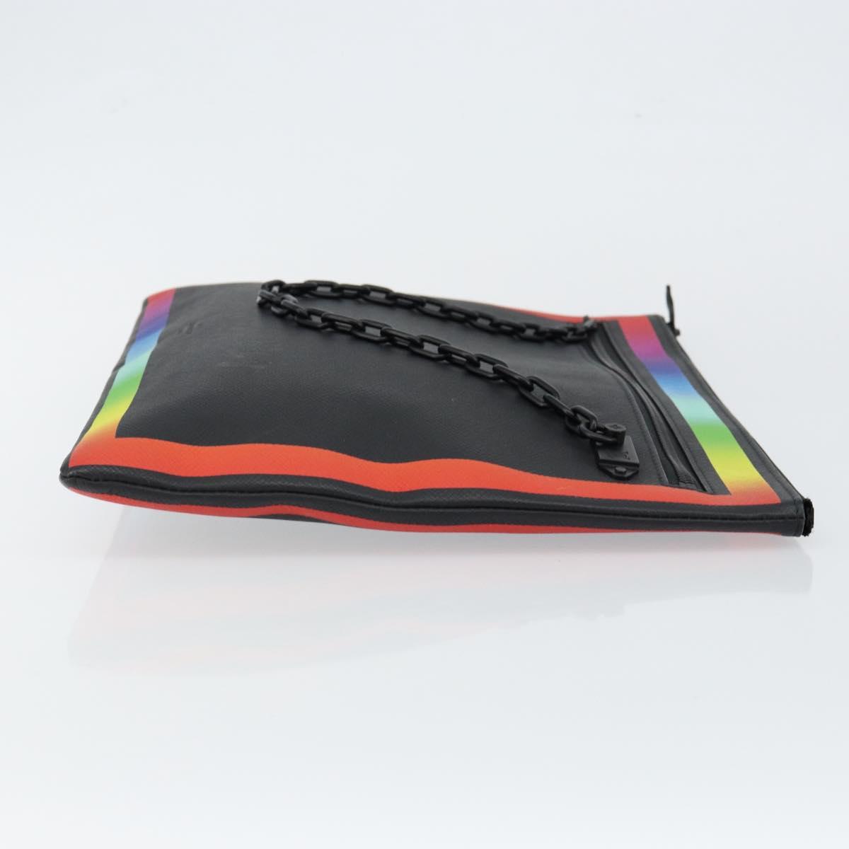 LOUIS VUITTON taiga rainbow Chain Pochette A4 Bag Black M30347 LV Auth 146128