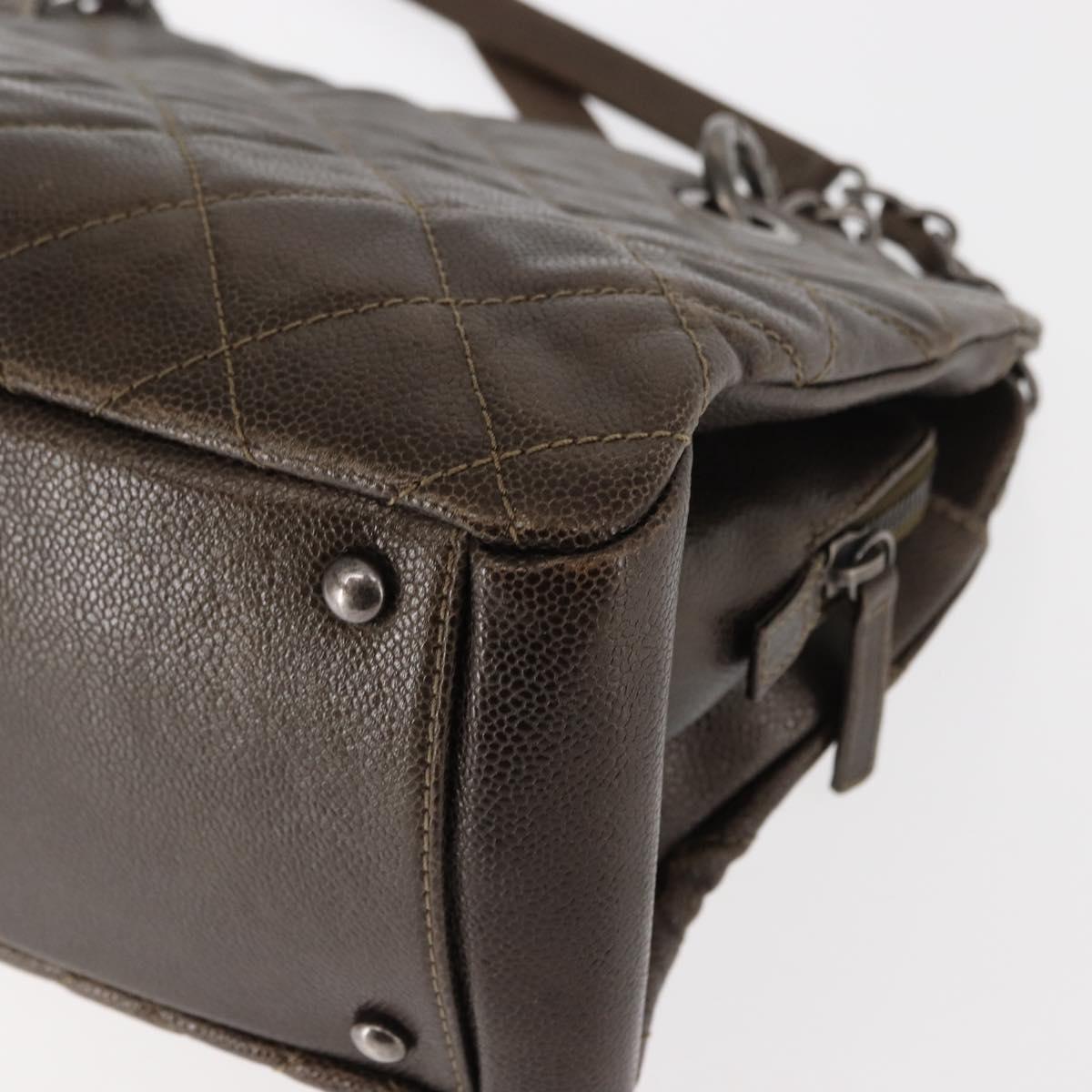 CHANEL Matelasse Chain Shoulder Bag Caviar Skin Brown CC Auth 146129