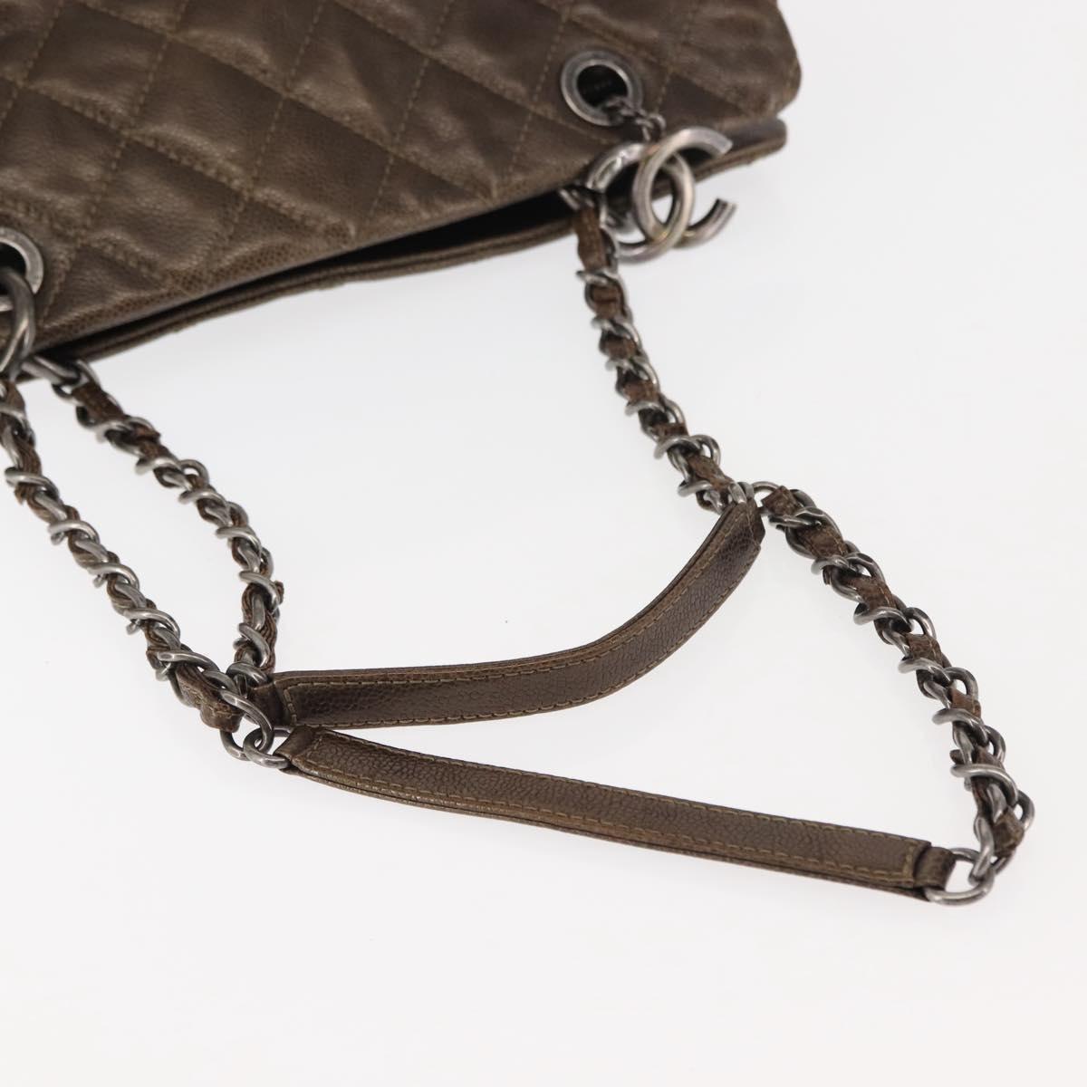 CHANEL Matelasse Chain Shoulder Bag Caviar Skin Brown CC Auth 146129