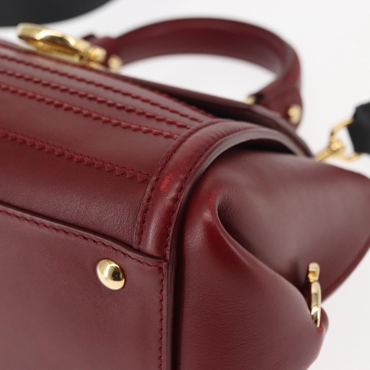 Salvatore Ferragamo Gancini Sofia Hand Bag Leather 2way Red Auth 146140