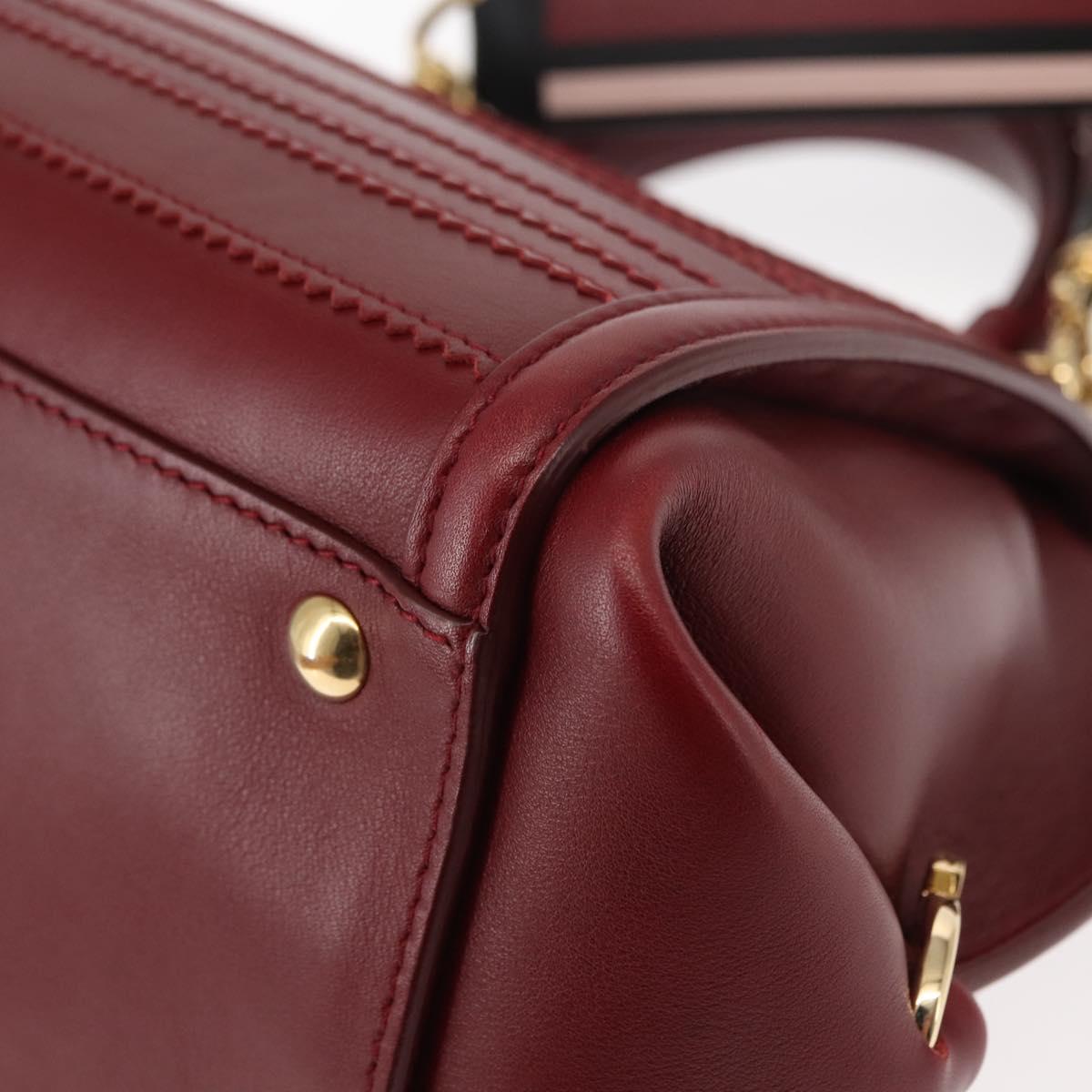Salvatore Ferragamo Gancini Sofia Hand Bag Leather 2way Red Auth 146140