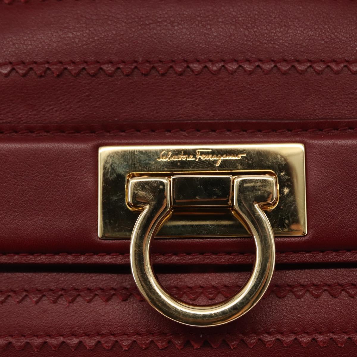 Salvatore Ferragamo Gancini Sofia Hand Bag Leather 2way Red Auth 146140