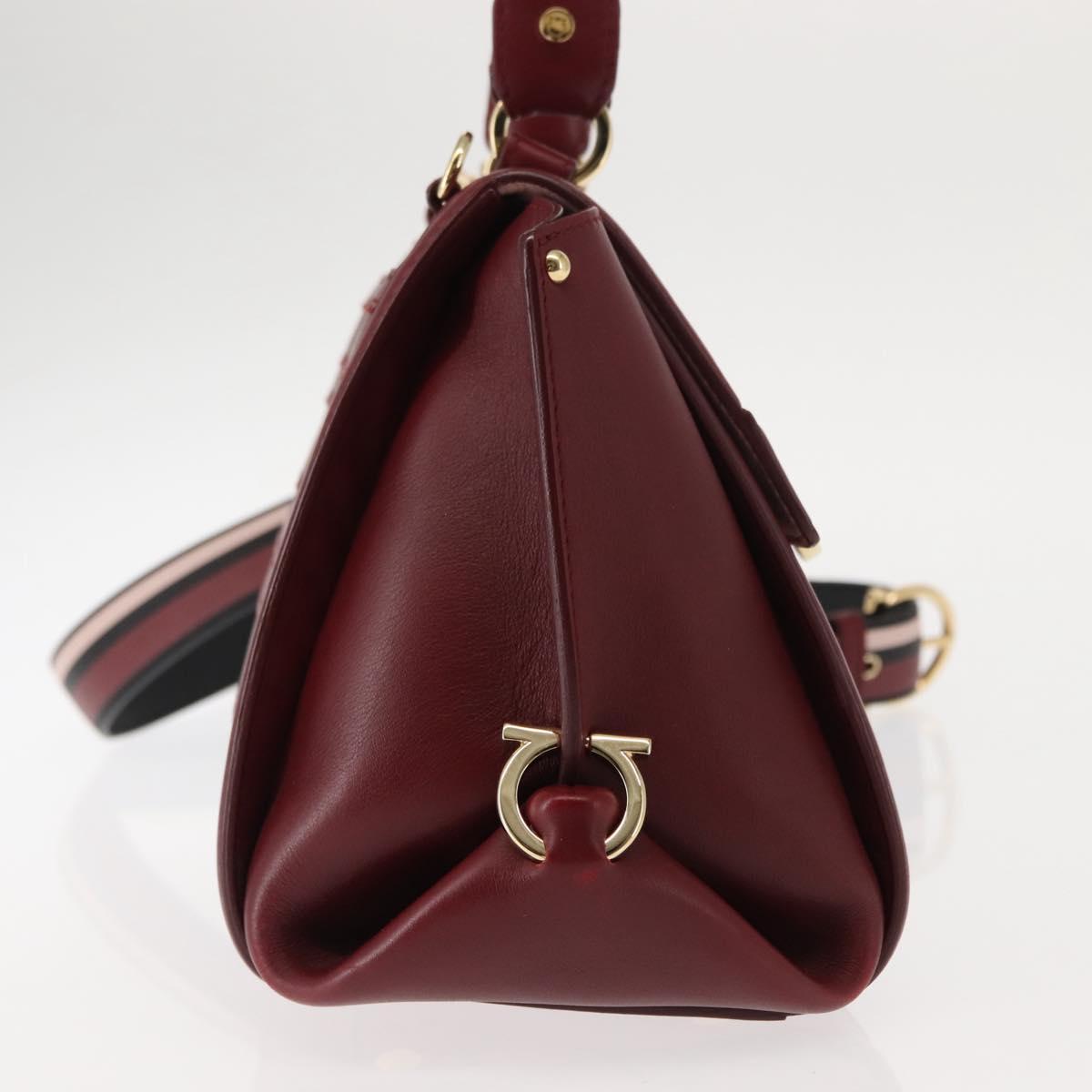 Salvatore Ferragamo Gancini Sofia Hand Bag Leather 2way Red Auth 146140