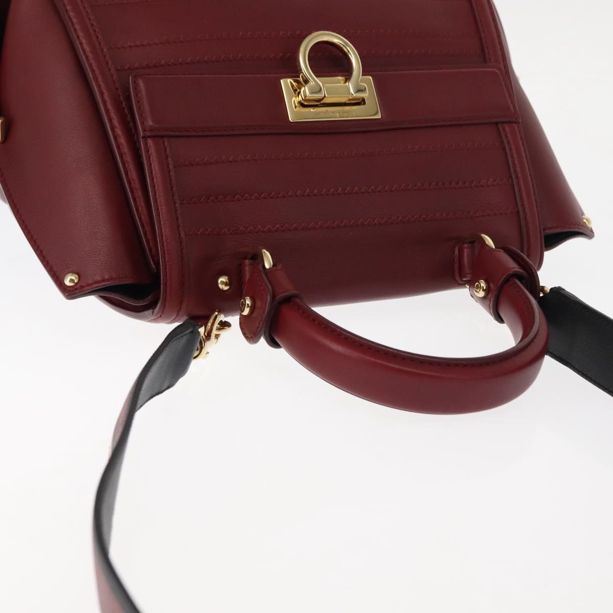 Salvatore Ferragamo Gancini Sofia Hand Bag Leather 2way Red Auth 146140