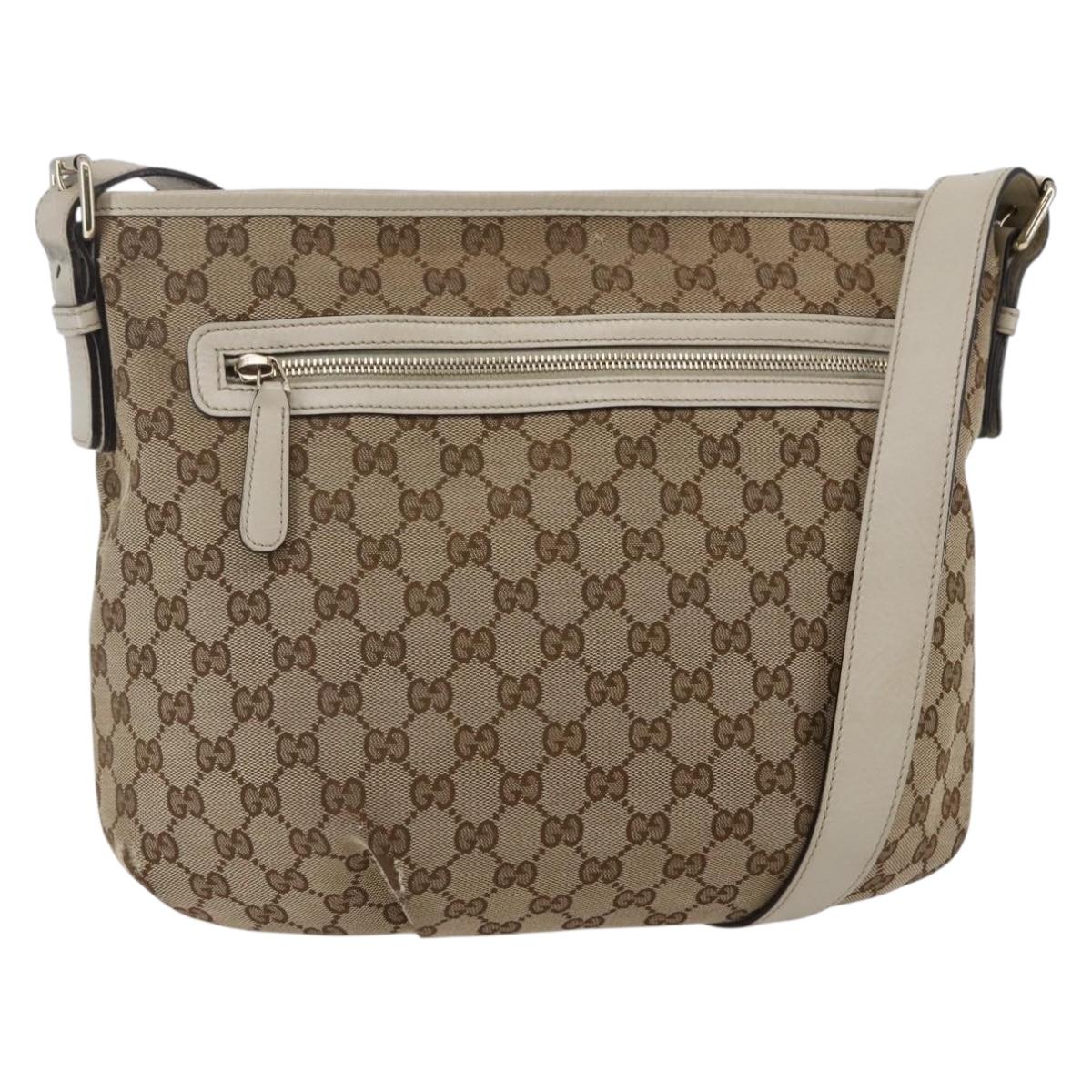 GUCCI GG Canvas Shoulder Bag outlet Beige Auth 146141