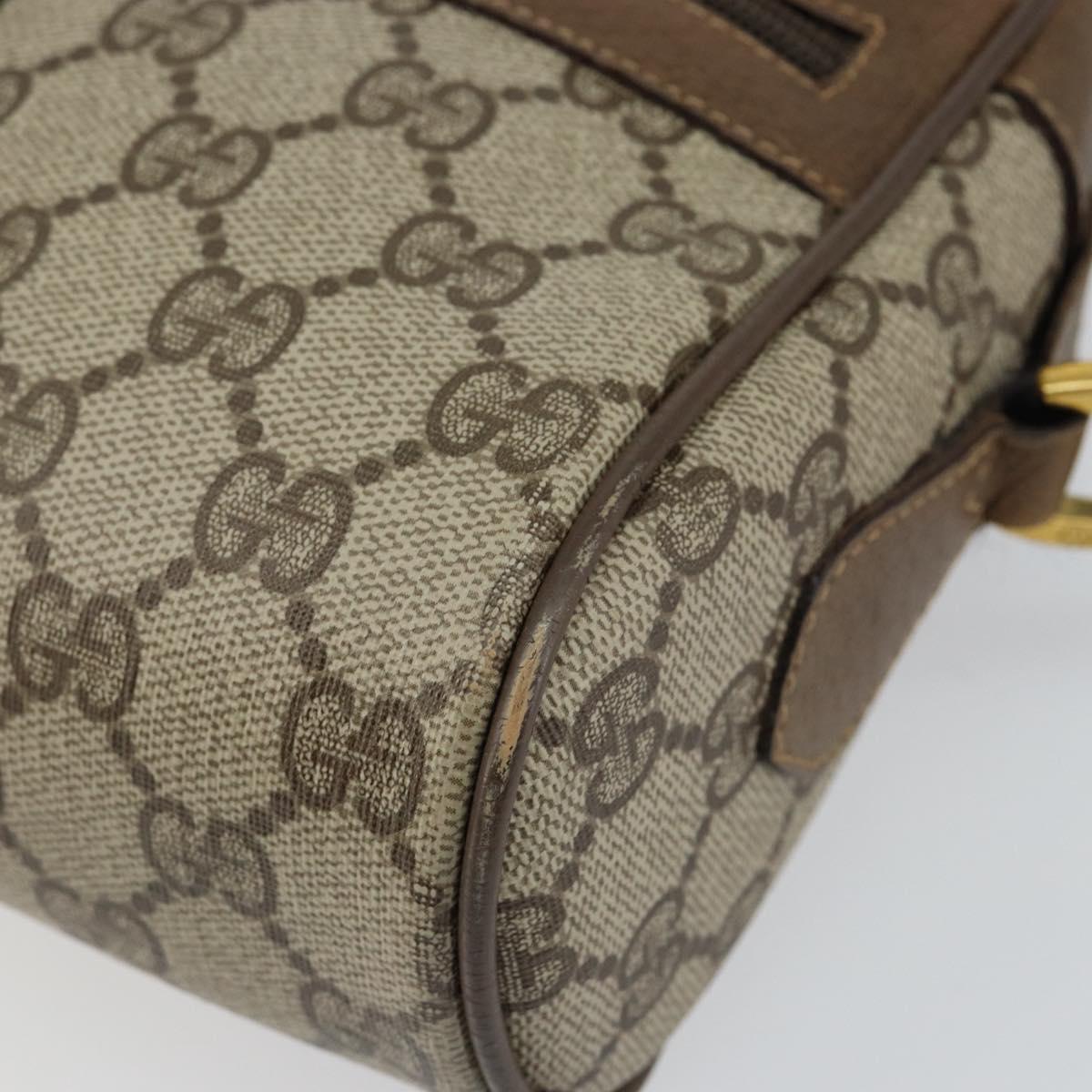 GUCCI GG Canvas Web Sherry Line Shoulder Bag PVC Leather Beige Red Auth 146142