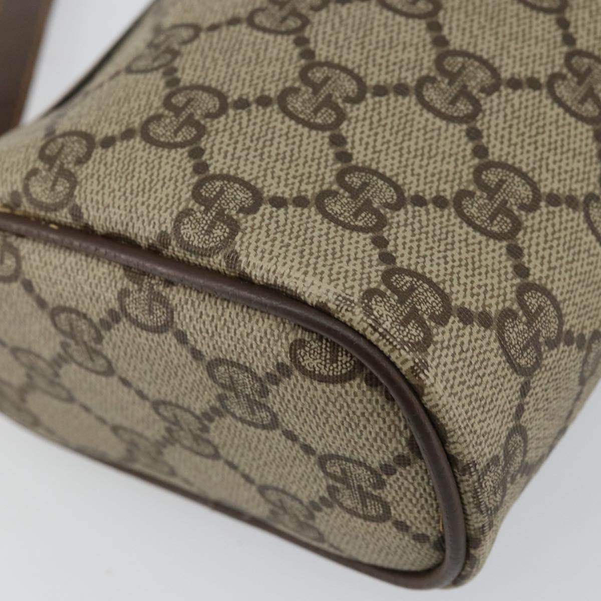 GUCCI GG Canvas Web Sherry Line Shoulder Bag PVC Leather Beige Red Auth 146145