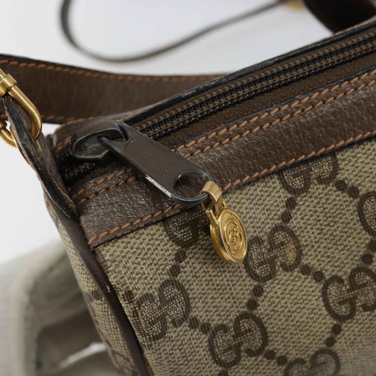 GUCCI GG Canvas Web Sherry Line Shoulder Bag PVC Leather Beige Red Auth 146145
