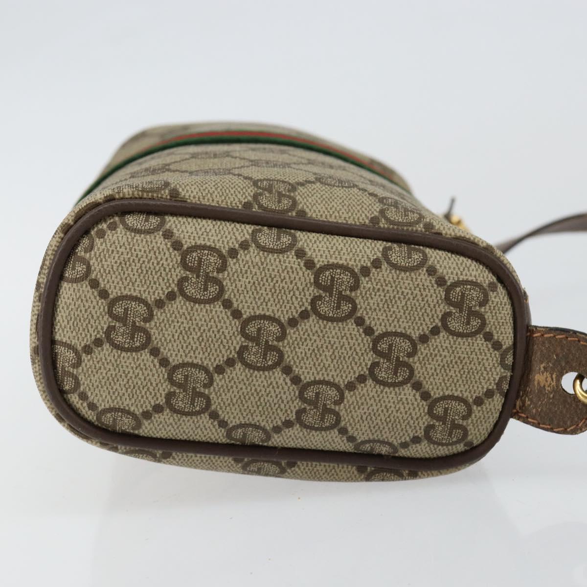 GUCCI GG Canvas Web Sherry Line Shoulder Bag PVC Leather Beige Red Auth 146145
