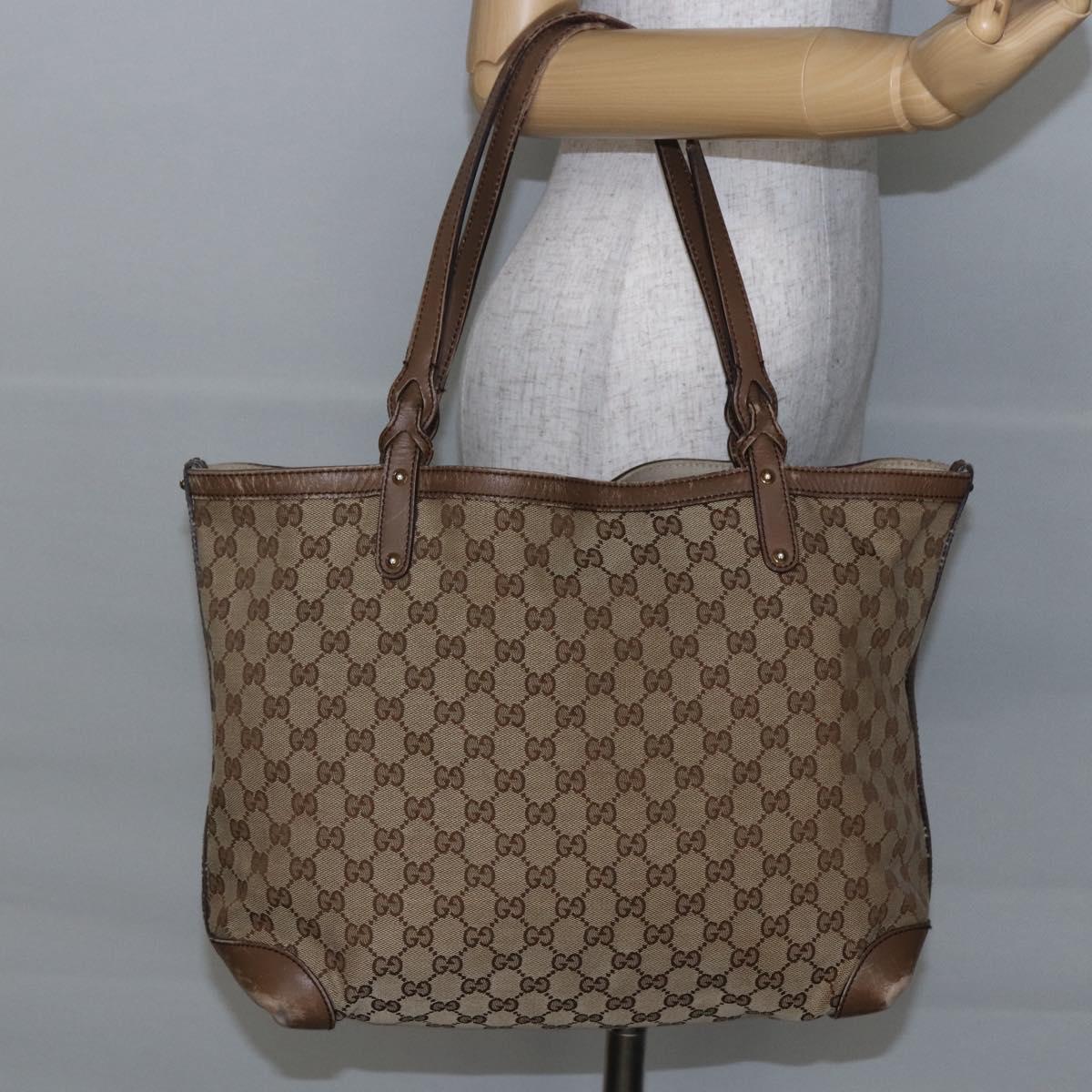 GUCCI GG Canvas Tote Bag Beige Auth 146146