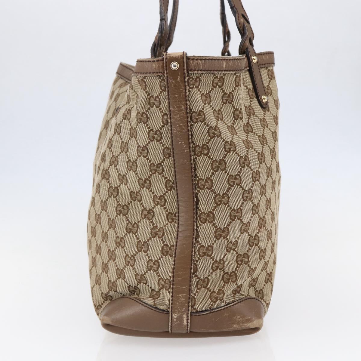 GUCCI GG Canvas Tote Bag Beige Auth 146146