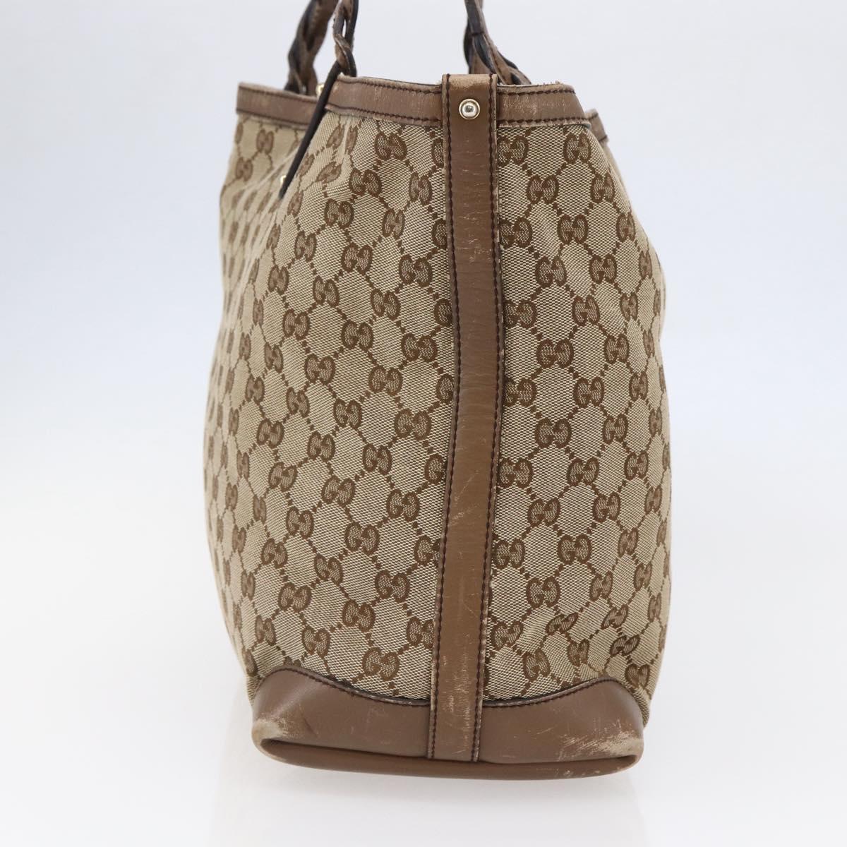GUCCI GG Canvas Tote Bag Beige Auth 146146