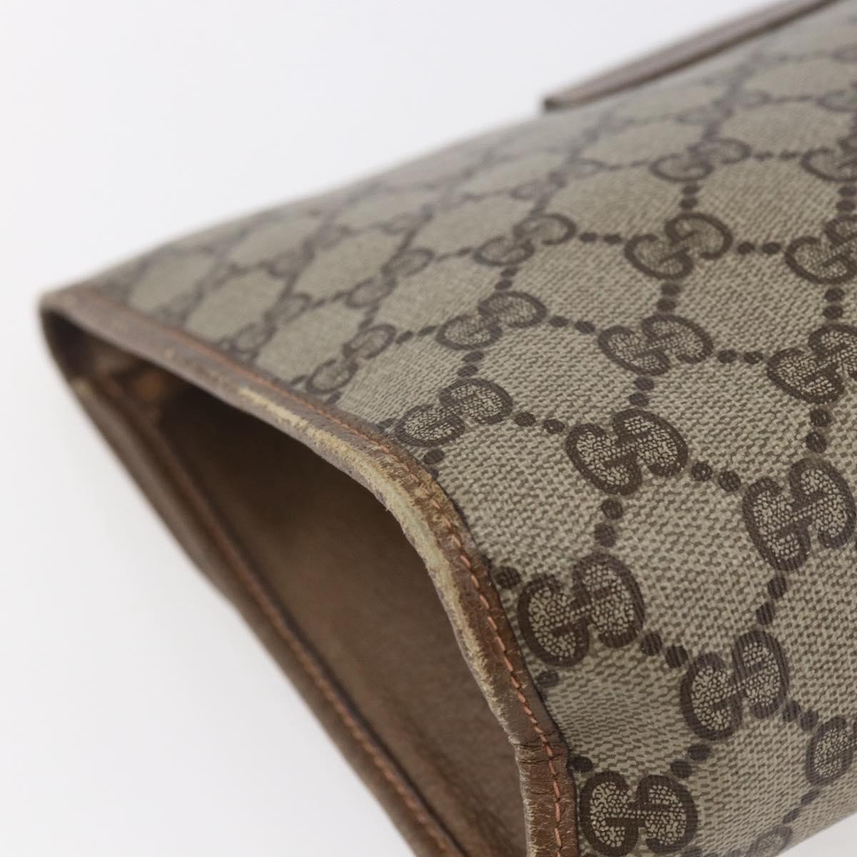 GUCCI GG Supreme Web Sherry Line Clutch Bag PVC Leather Beige Red Auth 146147