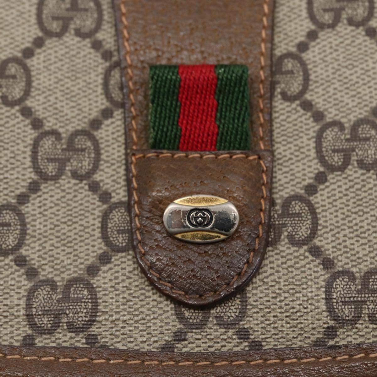 GUCCI GG Supreme Web Sherry Line Clutch Bag PVC Leather Beige Red Auth 146147