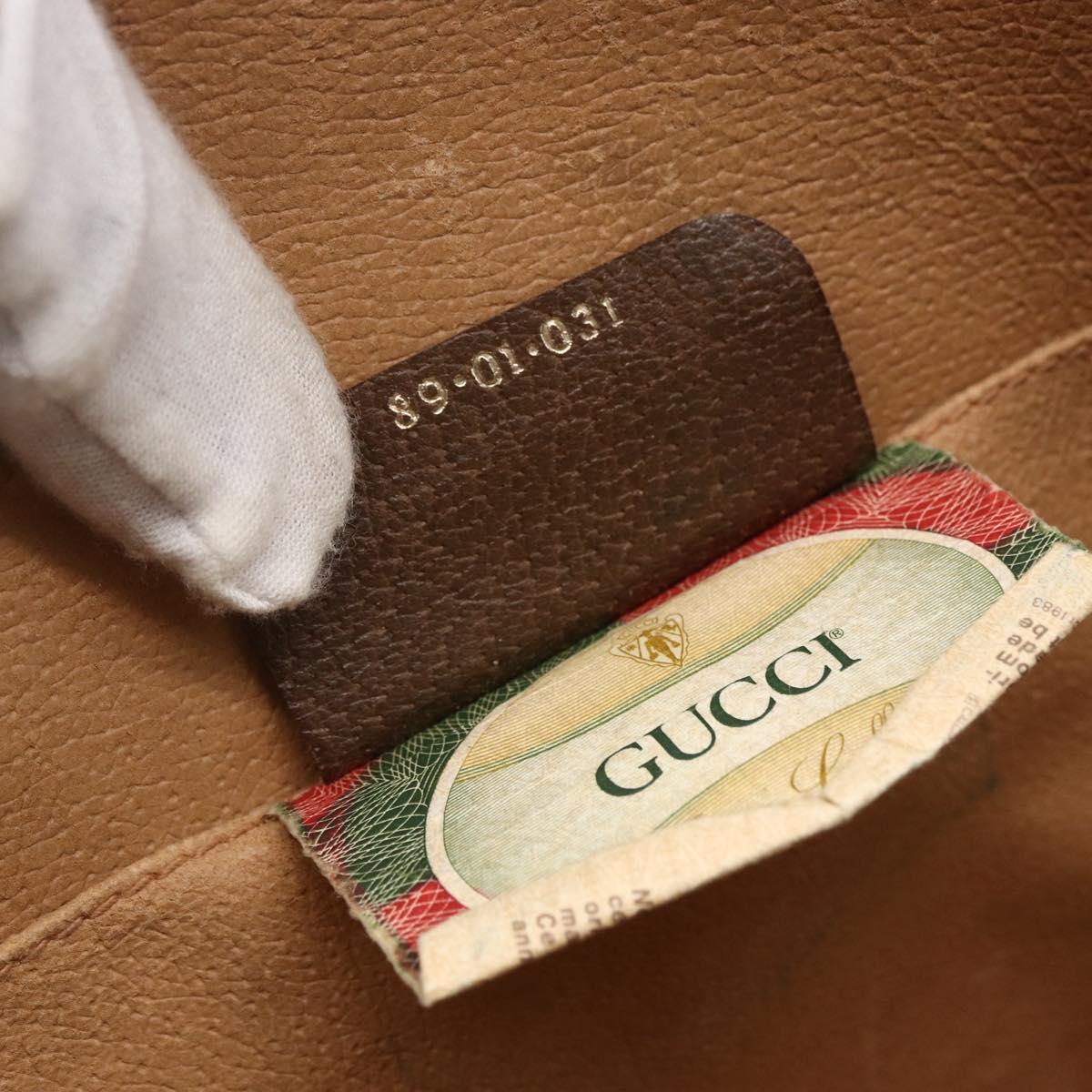 GUCCI GG Supreme Web Sherry Line Clutch Bag PVC Leather Beige Red Auth 146147