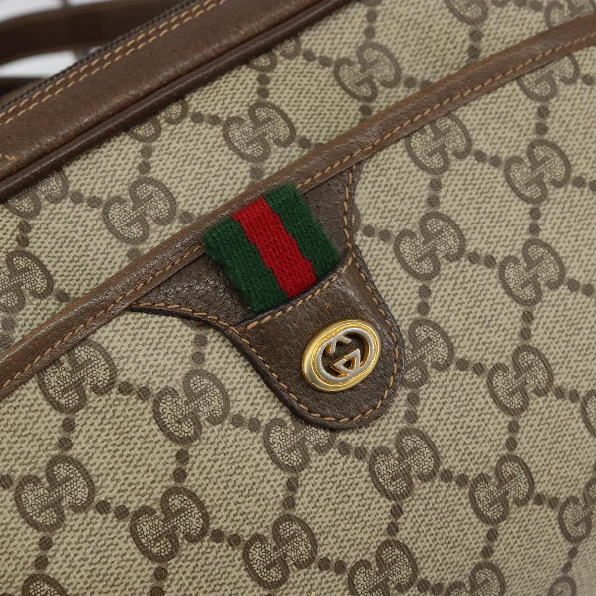GUCCI GG Canvas Web Sherry Line Shoulder Bag PVC Leather Beige Red Auth 146150