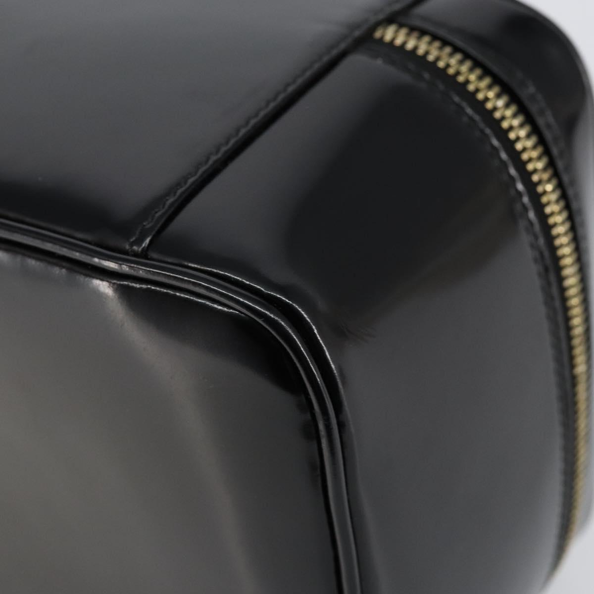 GUCCI Bamboo vanity Hand Bag Patent leather Black Auth 146152
