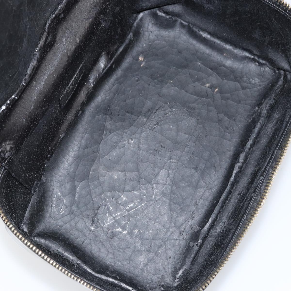 GUCCI Bamboo vanity Hand Bag Patent leather Black Auth 146152