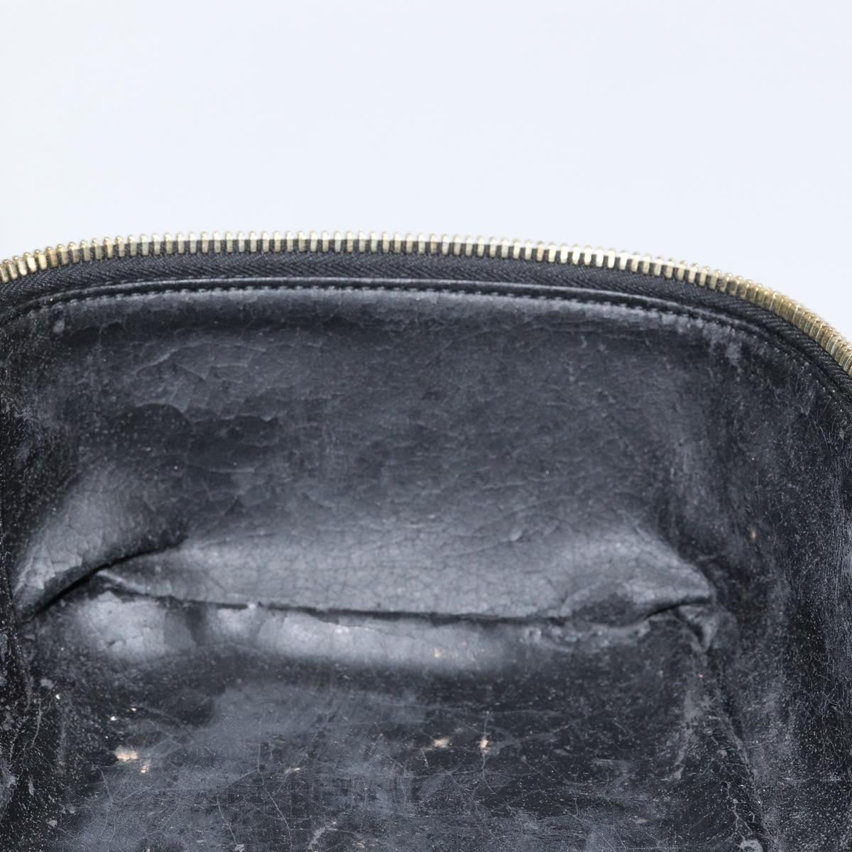 GUCCI Bamboo vanity Hand Bag Patent leather Black Auth 146152