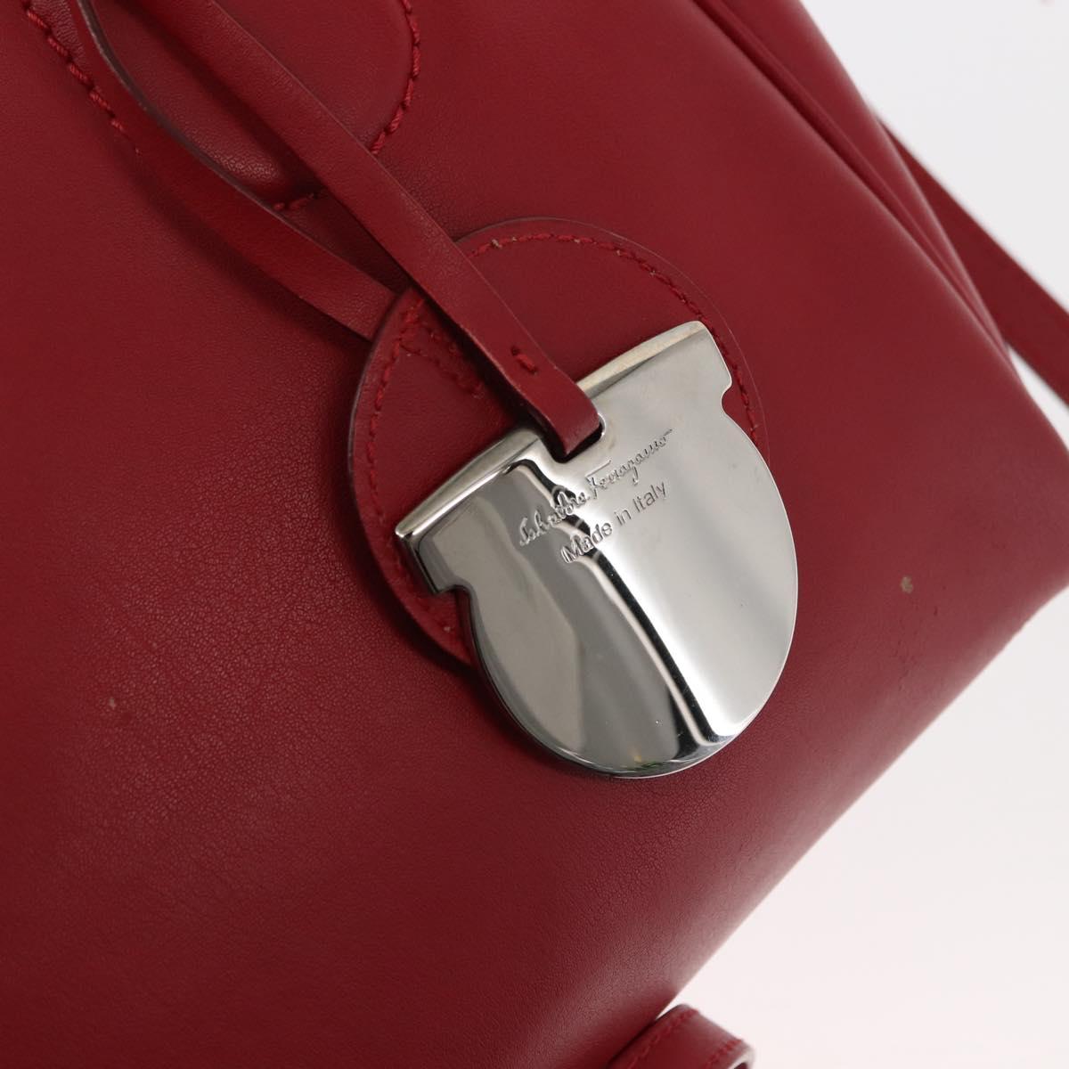 Salvatore Ferragamo Hand Bag Leather 2way Red Auth 146154