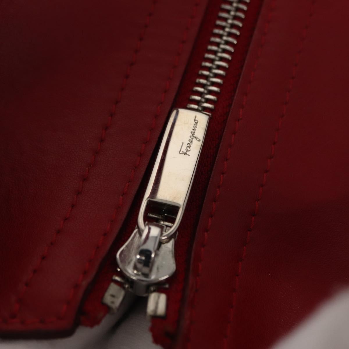 Salvatore Ferragamo Hand Bag Leather 2way Red Auth 146154