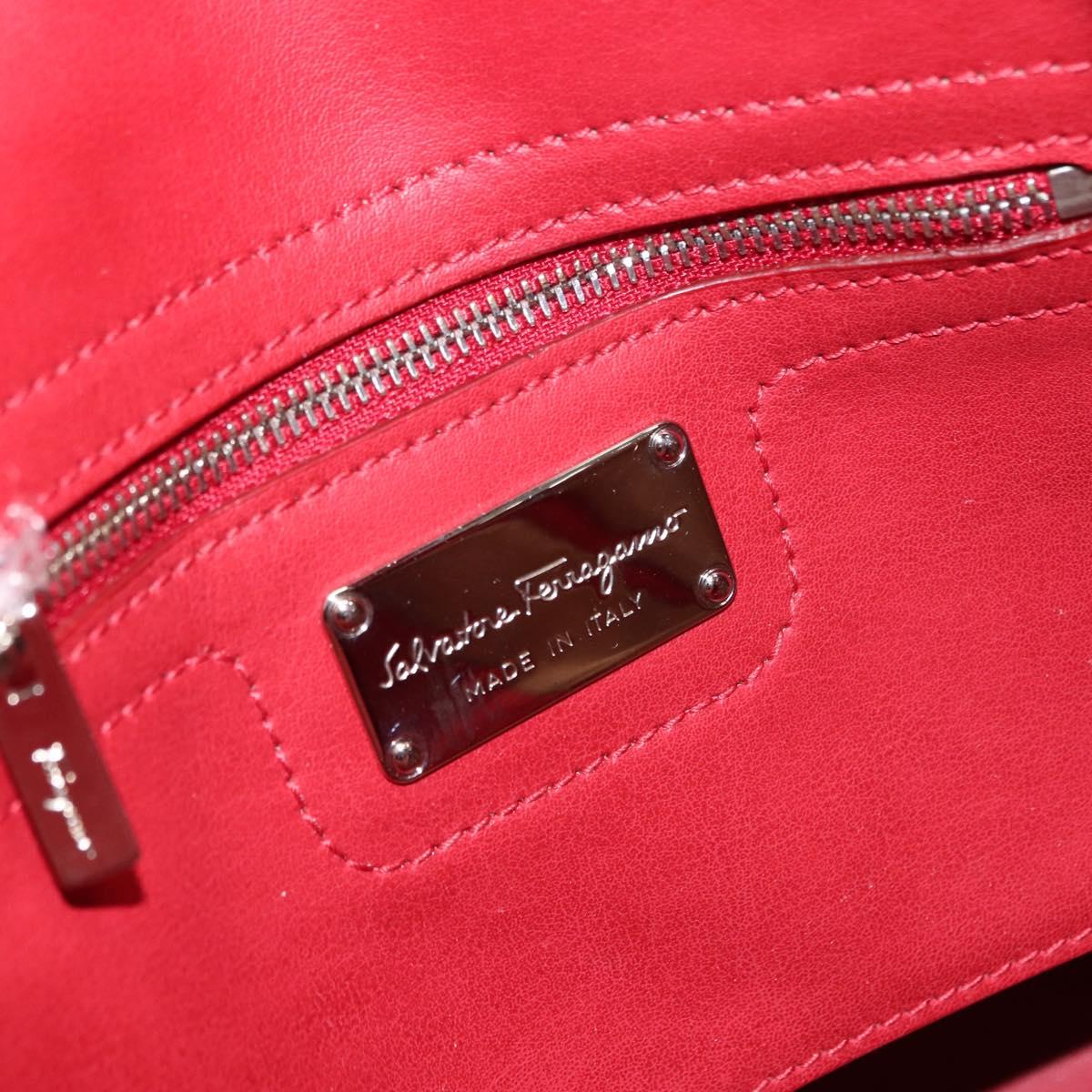 Salvatore Ferragamo Hand Bag Leather 2way Red Auth 146154